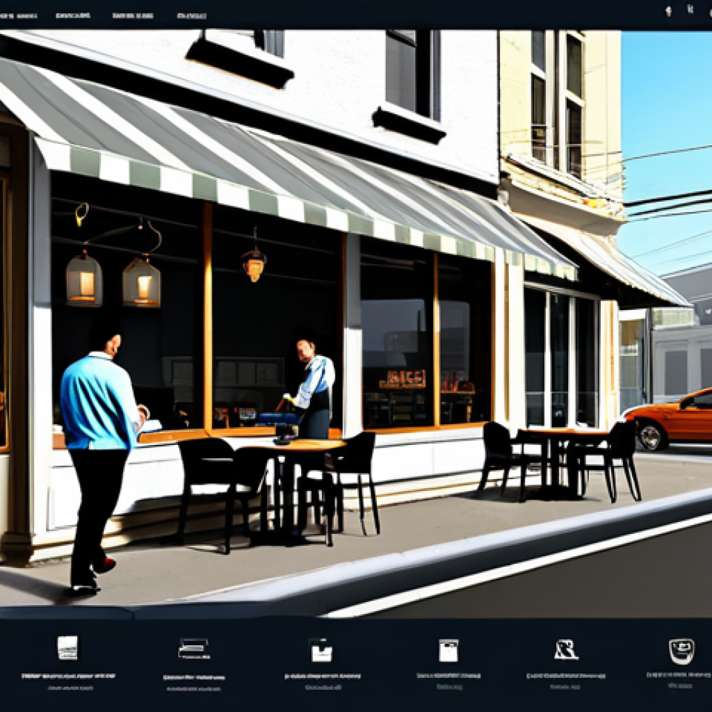 HTML5 기반의 인터랙티브 웹 콘텐츠 제작 - "A modern website design showcasing an interactive map of a local cafe neighborhood, fully clothed p...