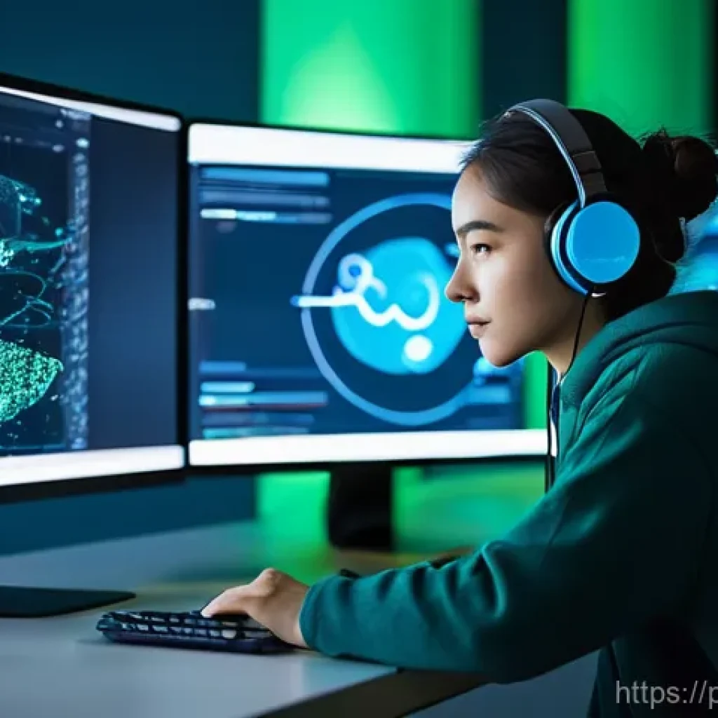 웹 기술을 활용한 비디오 스트리밍 서비스 구축 - **Prompt:** A focused young woman, in her late 20s, wearing stylish but comfortable tech-wear (such ...