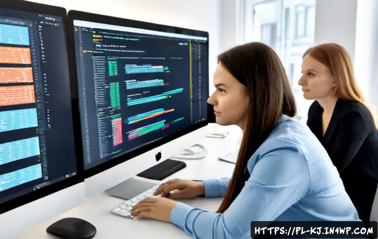 Home 13 지속적인 통합 지속적인 배포 CI CD 구현 방법 - Photorealistic modern software development workspace in Warsaw, Poland, a diverse Polish engineering...